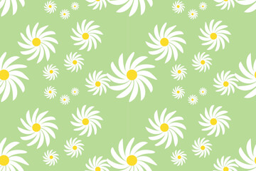 Blossom Daisy Flower Pattern. Retro Tender Cute Floral. Hand Drawn Fabric, Gift Wrap, Wall Art Design. Eps10.