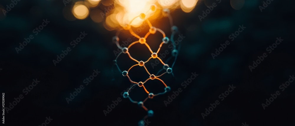 Aufkleber abstract 3d hexagon network golden hour connection