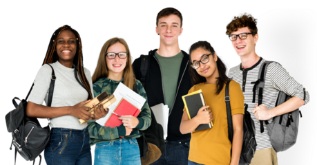 Students with books png sticker, transparent background