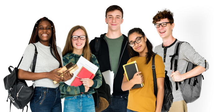 Students with books png sticker, transparent background - Powered by Adobe