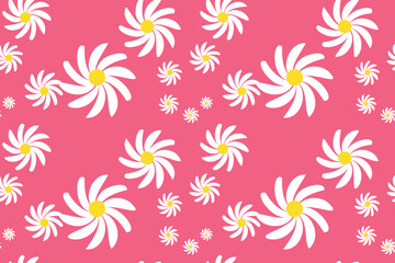 Blossom Daisy Pattern Printable. Bloom Tender Cute Floral. Hand Drawn Fabric, Gift Wrap, Wall Art Design. Eps10.