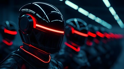 Futuristic Combat Robots with Glowing Elements in a High-Tech Gaming Environment