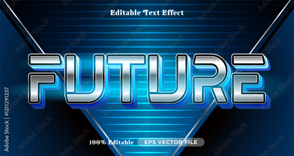 Poster future text effect, robotic graphic style editable text