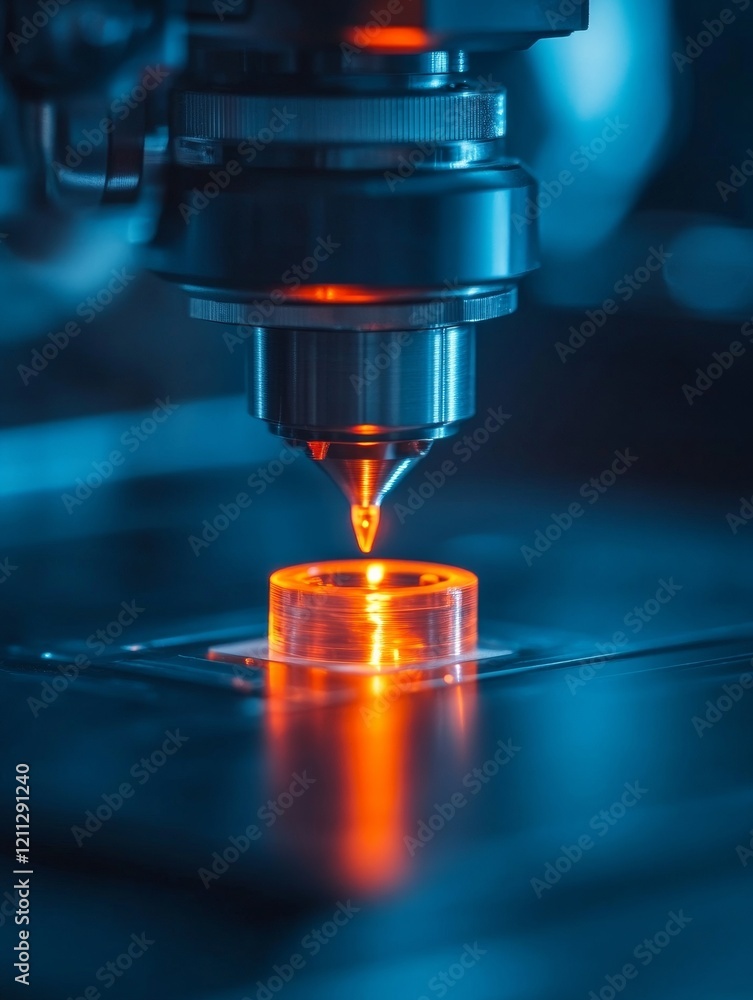 Fototapete Moody SLA Printing Close-Up Glowing Resin Precision for Customized Manufacturing in Advanced Prototyping and Digital Marketing Applications