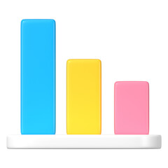 Declining bar chart png clipart, business downfall 3D graphic on transparent background