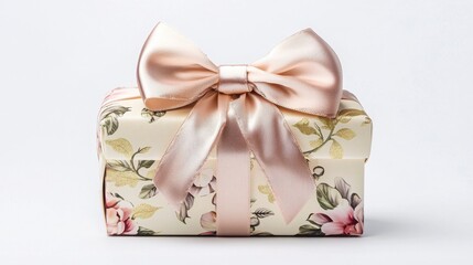 Elegant Gift Box with Floral Design and Satin Bow Decoration