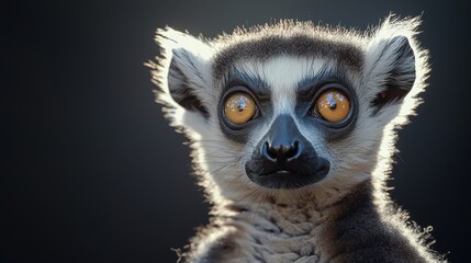 Fototapeta premium Close-Up Portrait of a Curious Lemur with Striking Features