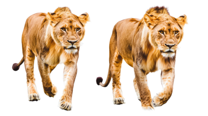 Brown Lionesses Walking With Confidence in Collection Generative AI