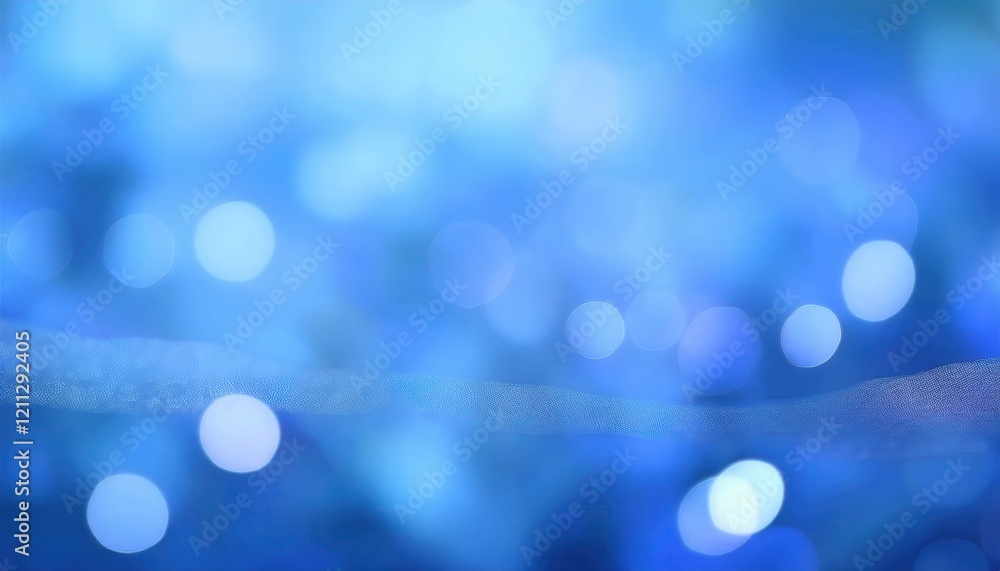 Poster soft abstract blue bokeh with glowing light orbs, dreamy blurred background for design, digital artw