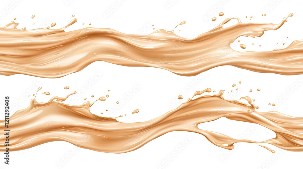 Poster brown liquid wave splashes on a transparent background generative ai