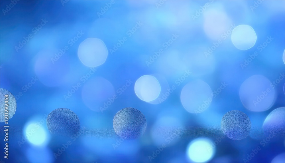 Poster soft abstract blue bokeh with glowing light orbs, dreamy blurred background for design, digital artw