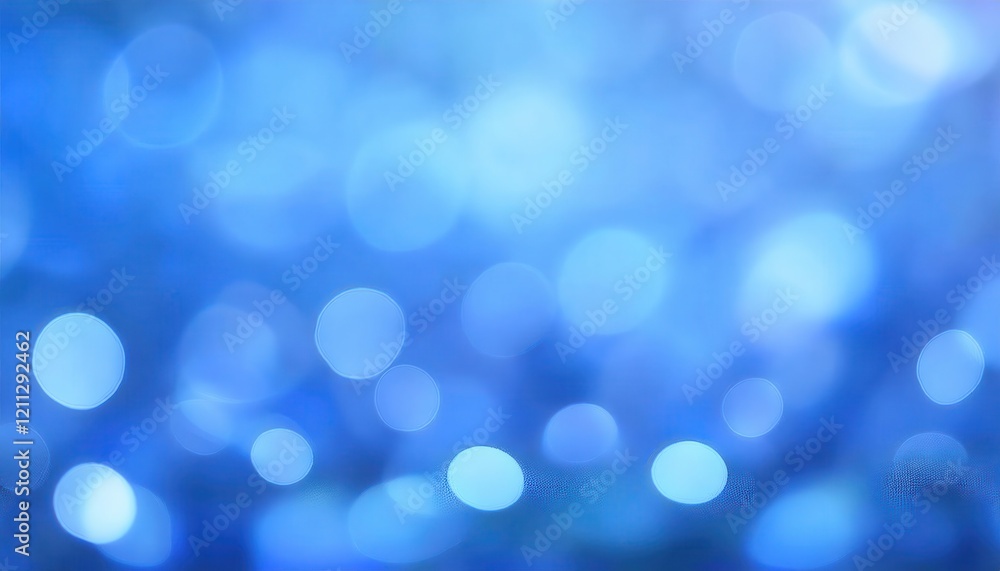 Poster soft abstract blue bokeh with glowing light orbs, dreamy blurred background for design, digital artw