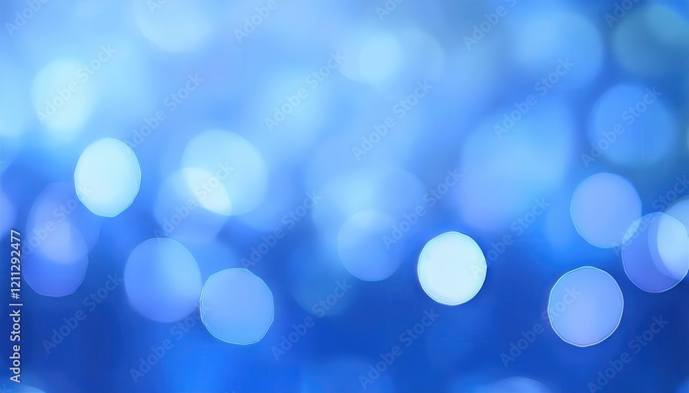 Poster soft abstract blue bokeh with glowing light orbs, dreamy blurred background for design, digital artw