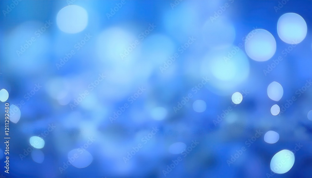 Poster soft abstract blue bokeh with glowing light orbs, dreamy blurred background for design, digital artw