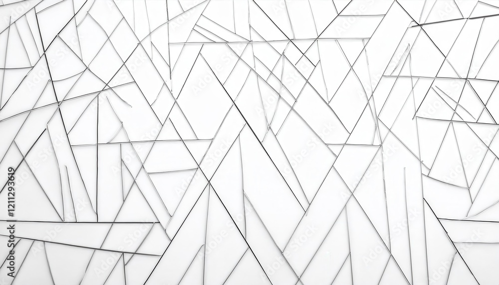 Poster abstract geometric glass mosaic with triangular and polygonal patterns, clean white background, mode