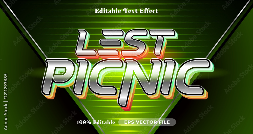 Aufkleber lets picnic text effect, robotic graphic style editable text