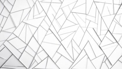 abstract geometric glass mosaic with triangular and polygonal patterns, clean white background, modern decorative design for wall art

