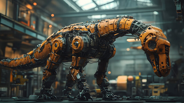 Brontosaurus robot yellow dinosaurs like evil saurus