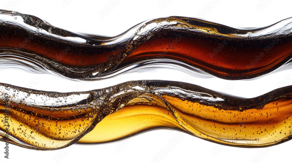 Poster brown liquid wave splashes on transparent background generative ai