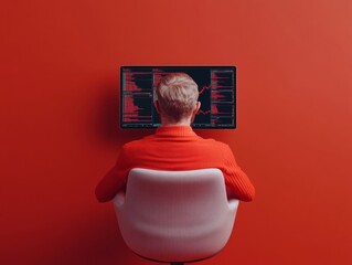 Minimalist Collaboration Workspace Modern Red Aesthetic with Smart Device Screens for Seamless Remote Task Management in Tech Industry - Enhancing Efficiency and Communication