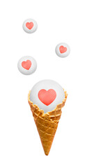 Cute love red png social media reaction in ice-cream cone