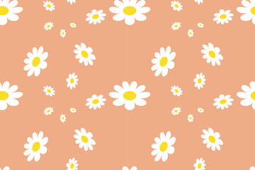 Blossom Daisy Pattern Printable. Bloom Seamless Pattern Background Granny Style. Patchwork Flowers.