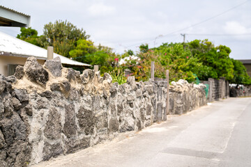 Empty sea and mountain road in spring at Aka Island, Zamami Village, Okinawa Prefecture, Japan