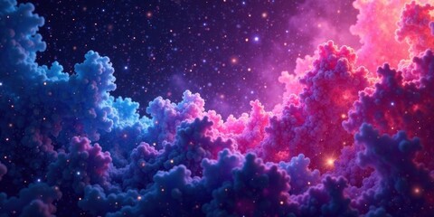 Fototapeta premium Celestial Nebulae A Dreamlike Tapestry of Vibrant Hues and Glimmering Stardust