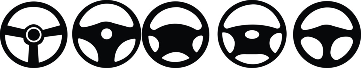 steering wheel icon set.Car/automobile steering wheel or driving wheel flat icon for apps and websites.steering wheel icon or logo isolated sign symbol vector illustration,isolated on white background