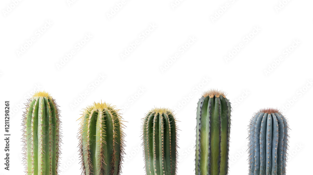 Poster saguaro cactus collection on transparent background generative ai