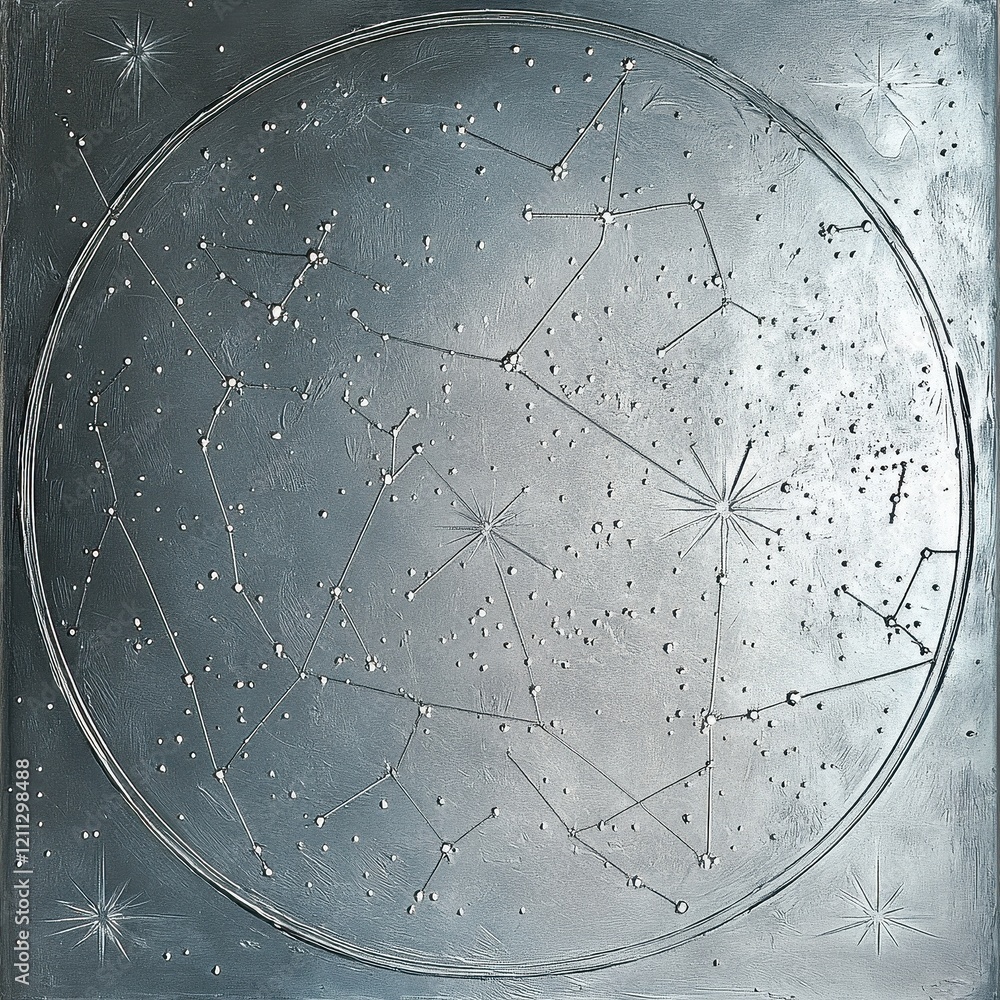 Canvas Prints celestial chart depicting constellations and stars