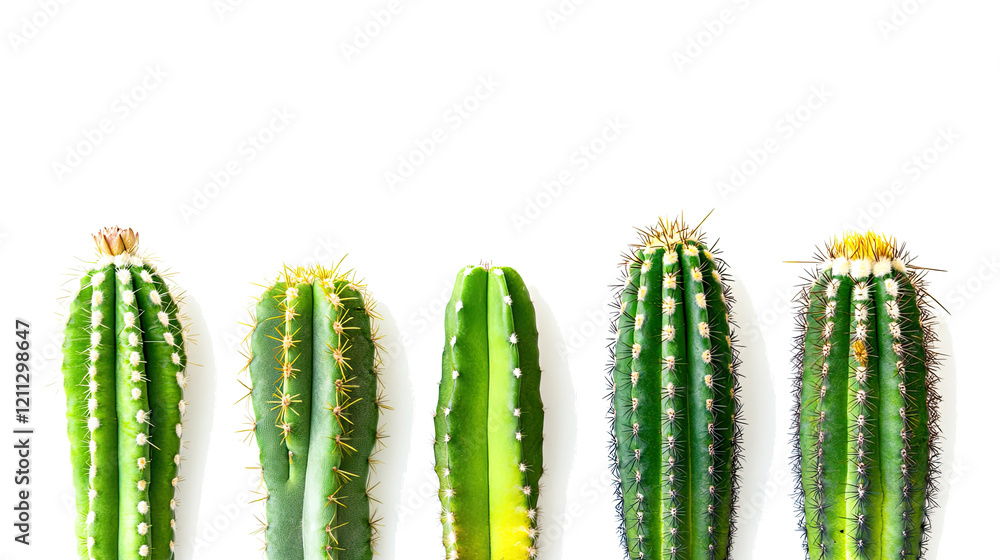 Poster saguaro cactus collection on transparent background generative ai