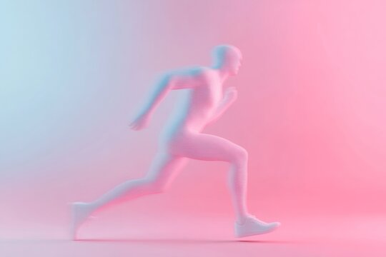 Neon Futurism Minimalist Humanoid Silhouette in Motion with Glitch Effects for Cutting-Edge Digital Advertising and Crypto Art Promotion