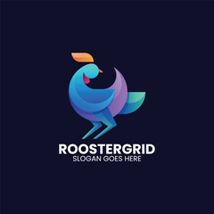 Naklejka premium Rooster Grid Gradient Colorful Logo