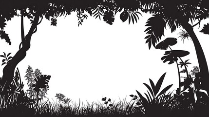 Lush Tropical Jungle Silhouette Frame