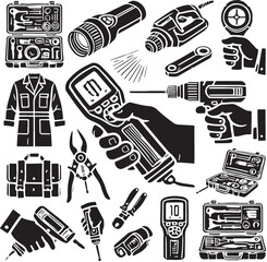 Black Color Stud Finder Silhouette Vector Illustration, Solid White Background. minimal vector design