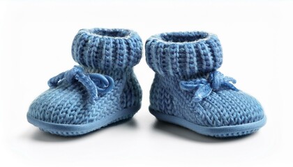 Adorable baby booties in soft blue knit.