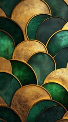 Fototapeta premium gold and green retro pattern design, digital art canvas, Generative AI