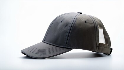 Obraz premium Stylish gray baseball cap with a unique back design.