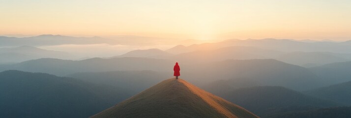 Golden Tranquility Cinematic Sunrise Over Misty Mountain Peaks for Eco-Friendly Branding and Wellness Marketing - Enhancing Calm and Nature Engagement
