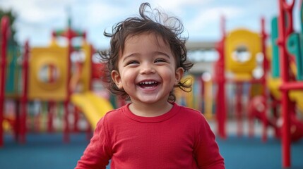 Toddlers Joyful Laugh at Playground Bright Colors