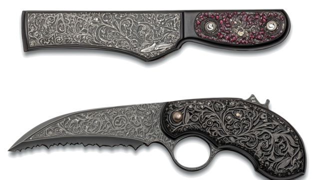 Ornate Knife Set on Isolated Background Generative AI
