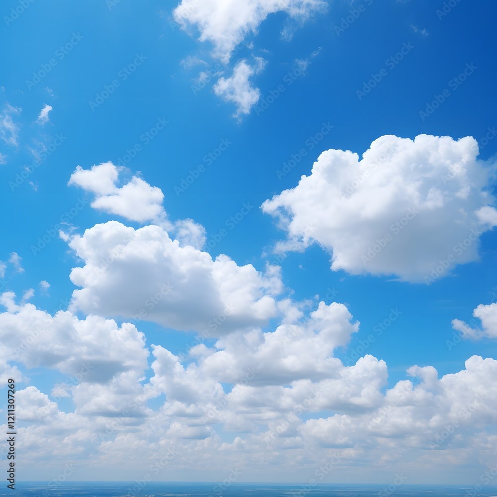 Poster serene and tranquil sky filled with fluffy wispy white clouds in a 16 9 aspect the cloudscape create
