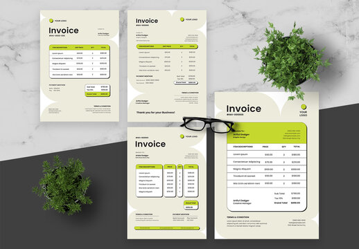 Green And Beige Invoice