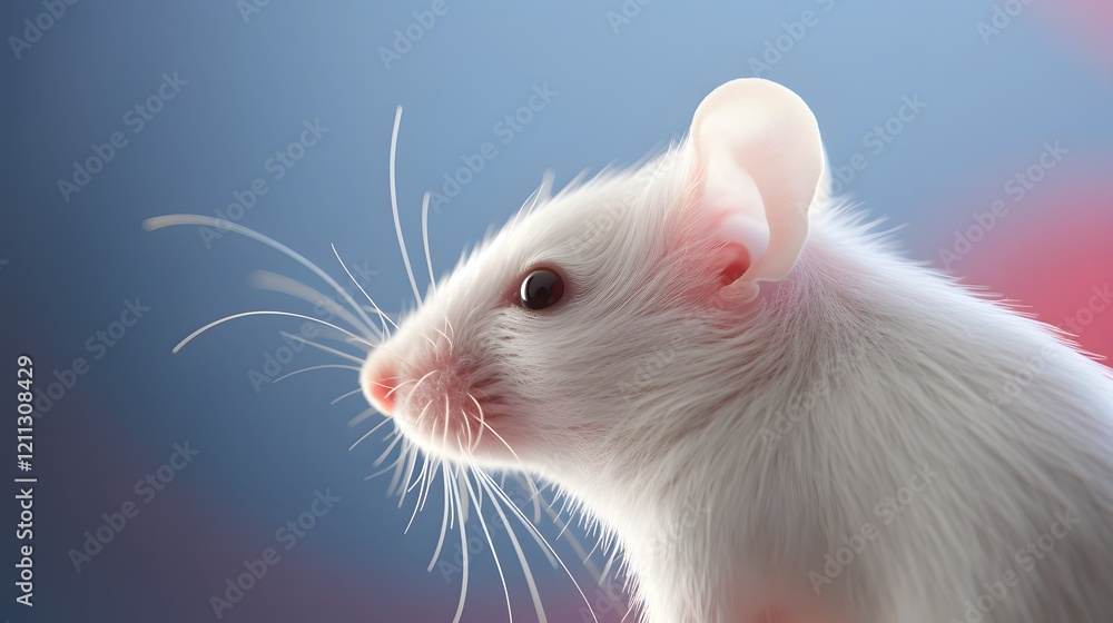 Poster closeup detailed view of a laboratory mouse s tail curled up on a clean sterile surface this image s