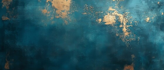 Fototapeta premium teal and gold grainy texture design, header banner, Generative AI