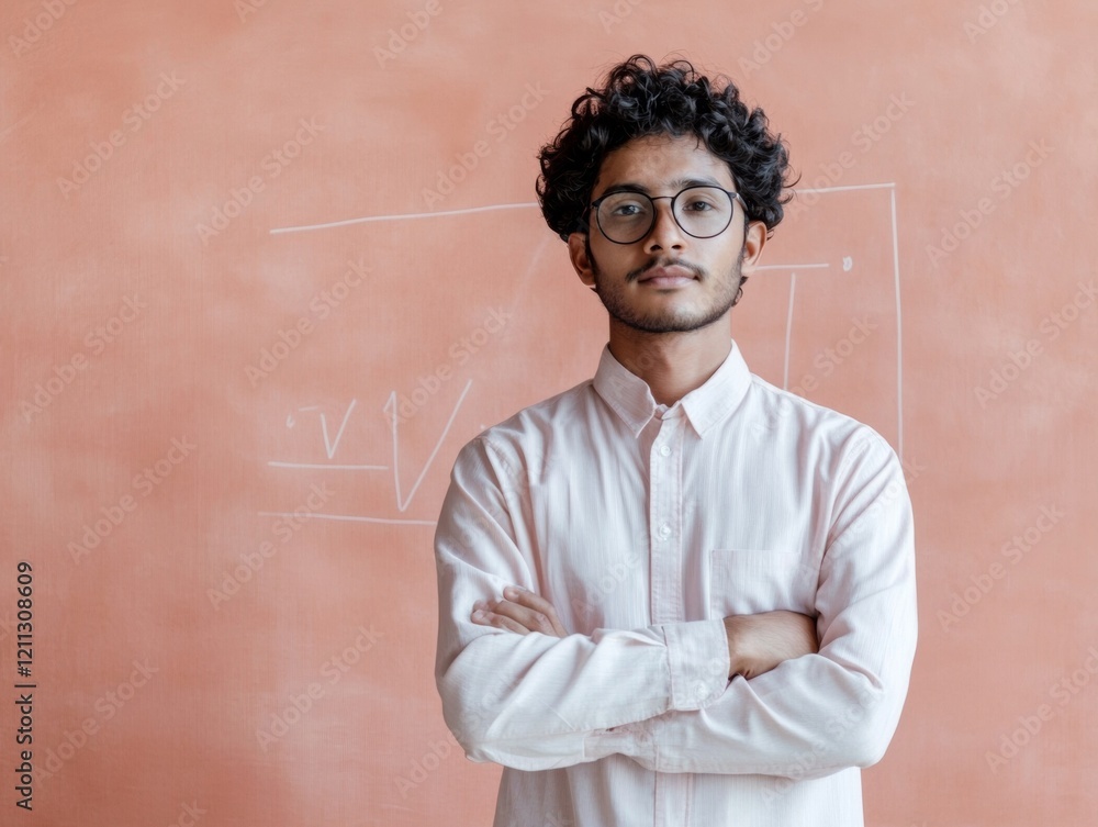 Leinwandbilder tech-driven educational concepts young male educator in modern classroom using smartboard and digita