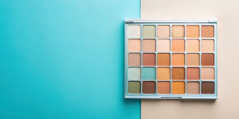 A versatile eyeshadow palette showcasing a diverse array of warm and cool tones, perfect for creating a multitude of eye makeup looks.