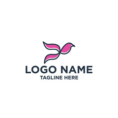Monogram and minimalist bird logo, bird symbol, cool and elegant logo