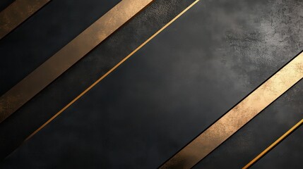 Fototapeta premium A sophisticated panel of matte black and gold with diagonal lines. 